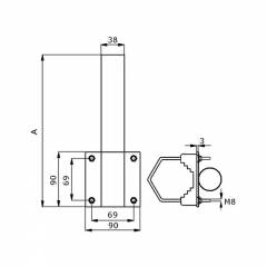 Support De Montage pour Tuyau Métallique Ø38mm L600 Vertical