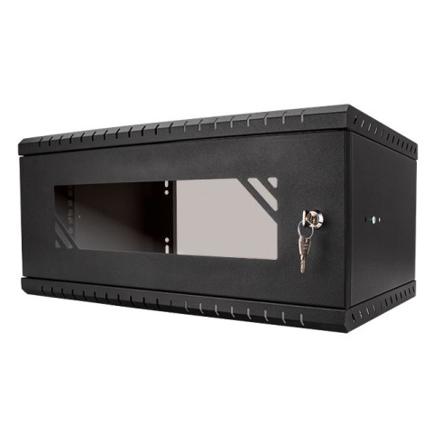 Armoire à Crémaillère 19" 4U, 450mm, Porte Vitrée, Noir