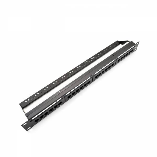 Panneau de raccordement Cat5e UTP 24-Port RJ-45 19" 1U Noir