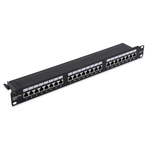 Panneau de brassage Cat6 UTP 24-Port RJ-45 19" 1U avec étagère