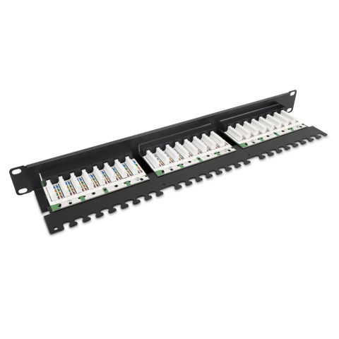Panneau de brassage Cat6 UTP 24-Port RJ-45 19" 1U avec étagère