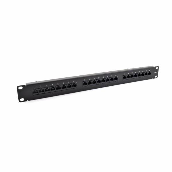 Panneau de brassage Cat6 UTP 24-Port RJ-45 19" 1U avec étagère