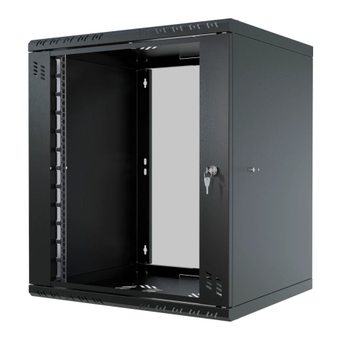 Armoire à Crémaillère 19" 12U, 450mm, Porte Vitrée, Noir