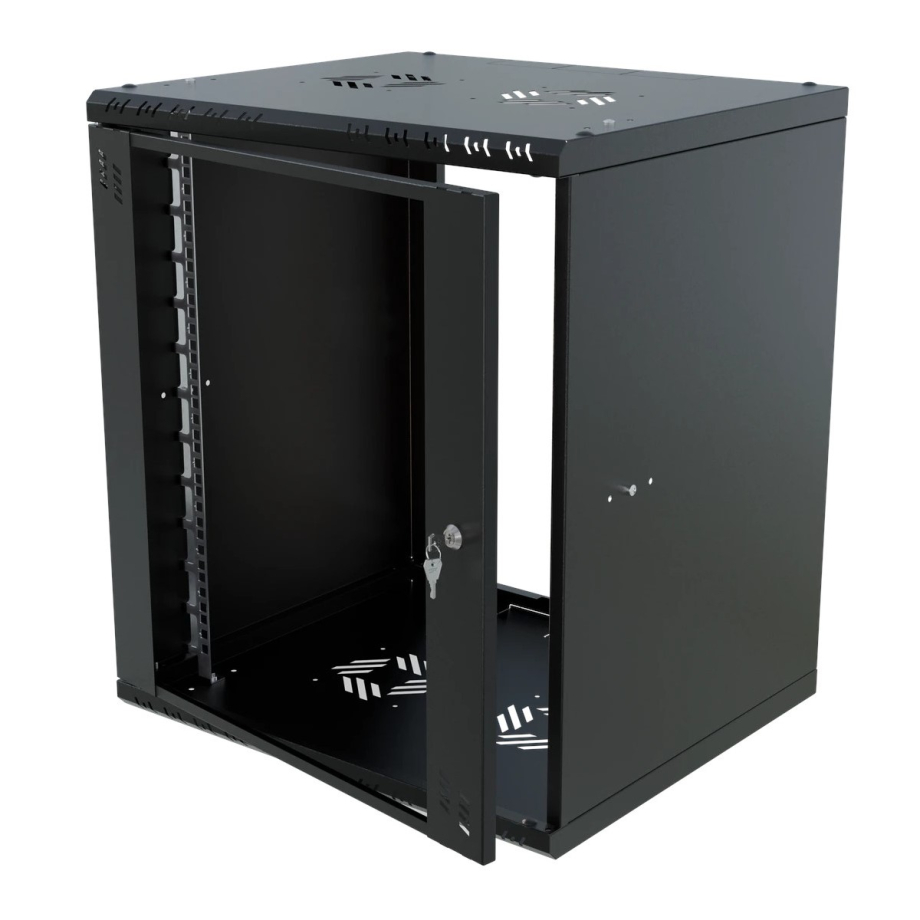 Armoire à Crémaillère 19" 12U, 450mm, Porte Vitrée, Noir