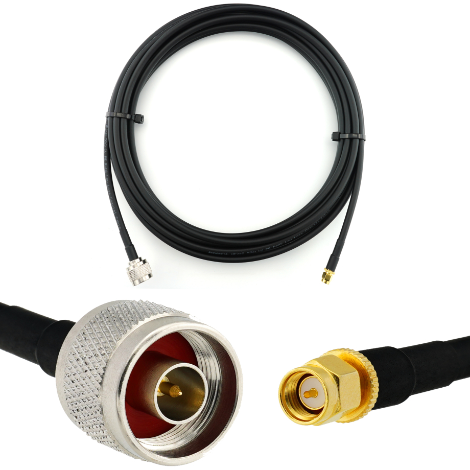 SMA mâle vers N mâle 10m câble coaxial — HF240 (équivalent à LMR240)