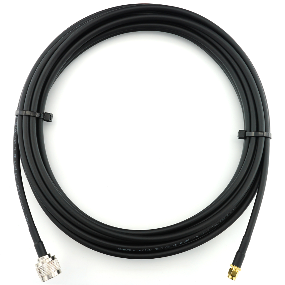 SMA mâle vers N mâle 10m câble coaxial — HF240 (équivalent à LMR240)