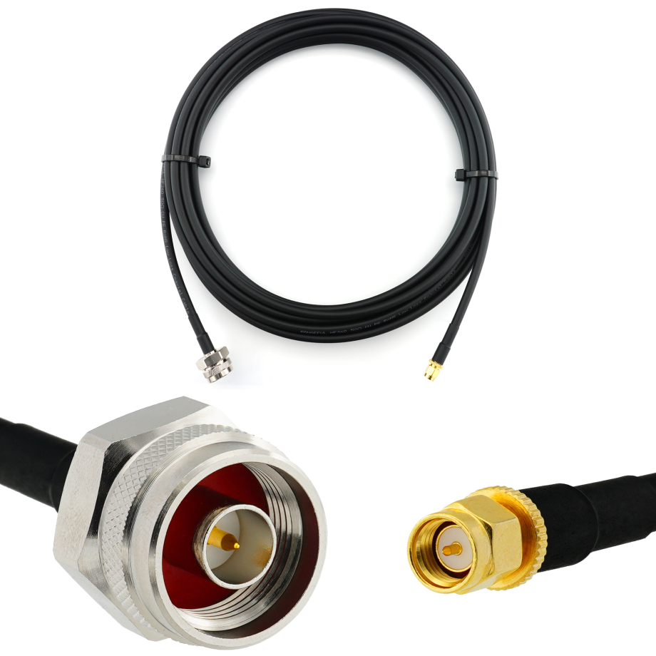 SMA mâle vers N mâle Hex 5m câble coaxial — HF240 (équivalent à LMR240)