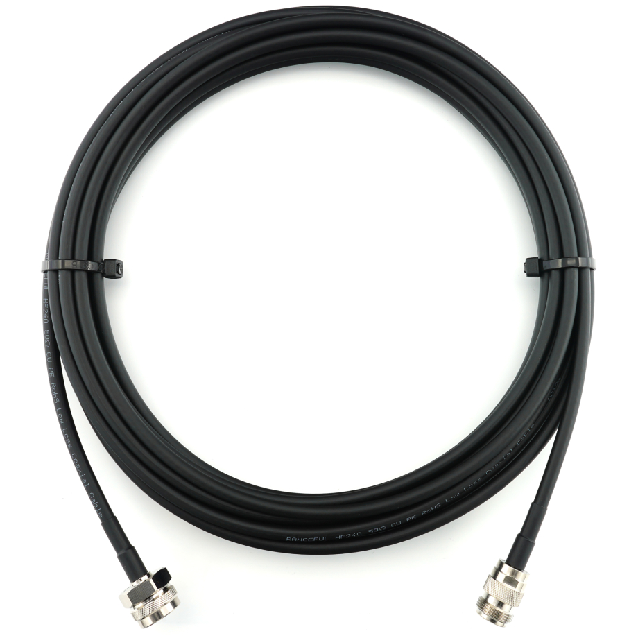N mâle Hex vers N femelle 10m câble coaxial — HF240 (équivalent à LMR240)
