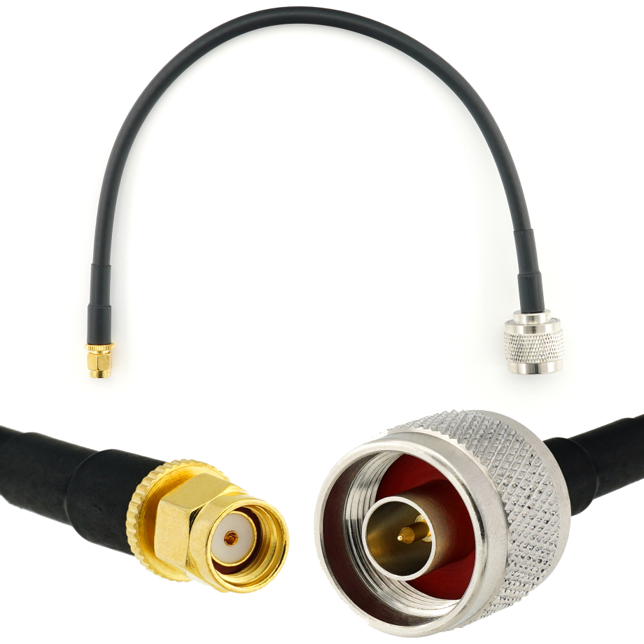 RP-SMA mâle vers N mâle 30cm câble coaxial — HF240 (équivalent à LMR240)