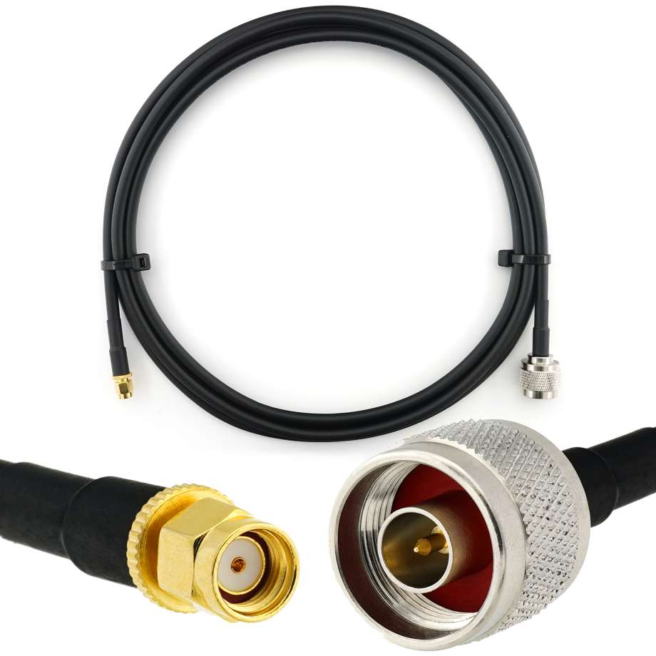 RP-SMA mâle vers N mâle 2m câble coaxial — HF240 (équivalent à LMR240)