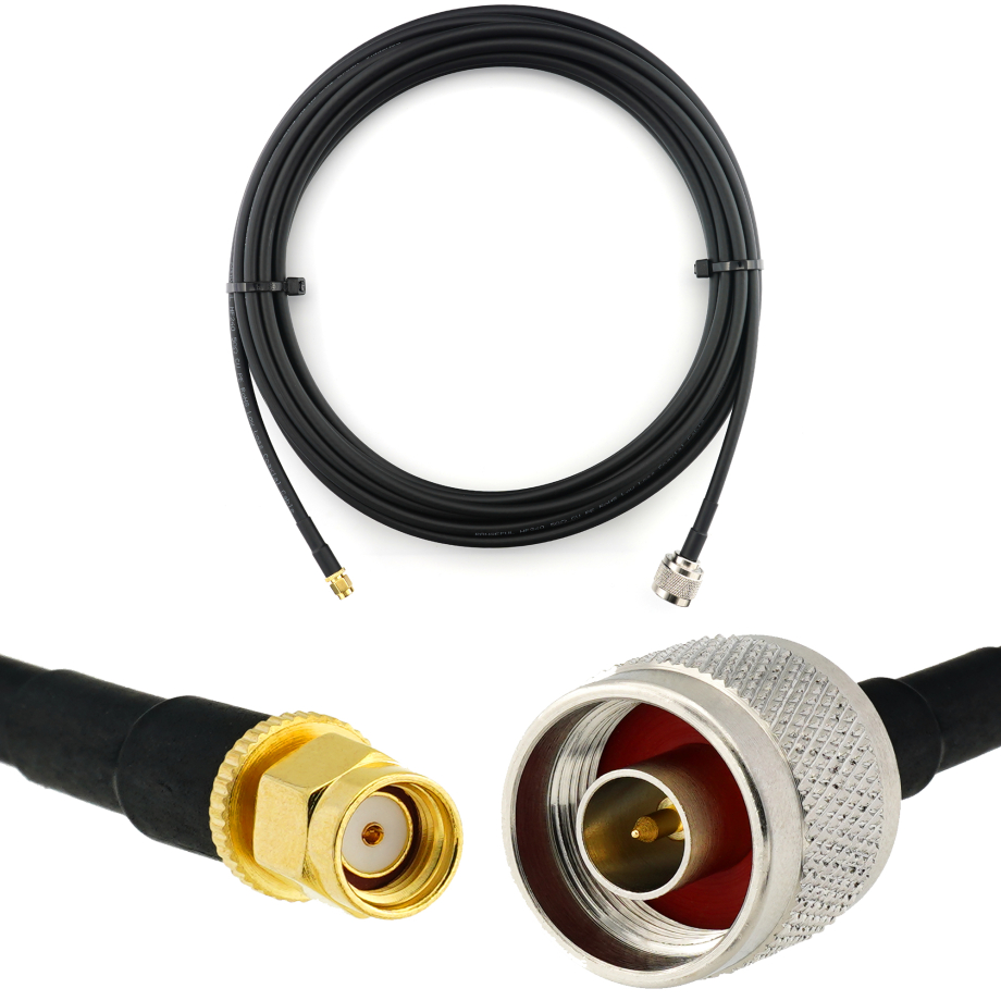 RP-SMA mâle vers N mâle 7m câble coaxial — HF240 (équivalent à LMR240)