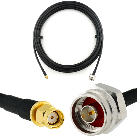 RP-SMA mâle vers N mâle Hex 10m câble coaxial — HF240 (équivalent à LMR240)