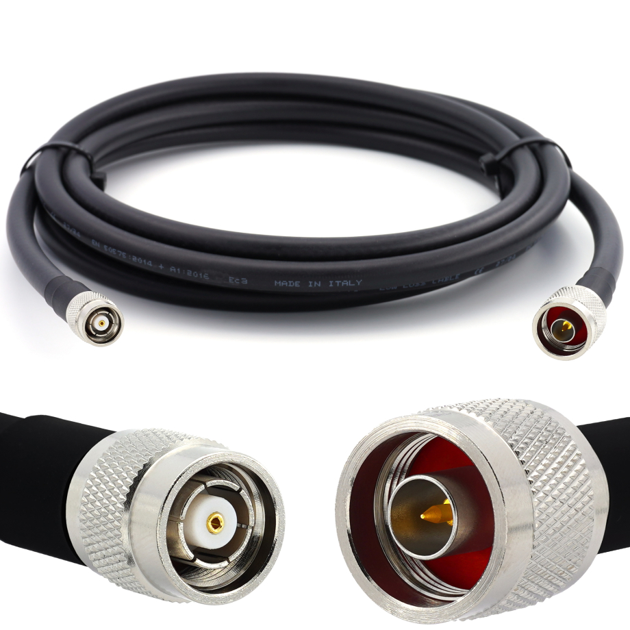 N mâle vers RP-TNC mâle 3m câble coaxial — elastique HF-400-UF (équivalent à LMR400 UF UltraFlex)