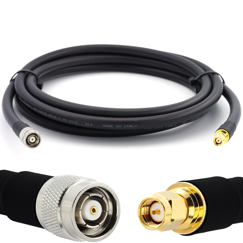 SMA mâle vers RP-TNC mâle 20m câble coaxial — elastique HF-400-UF (équivalent à LMR400 UF UltraFlex)