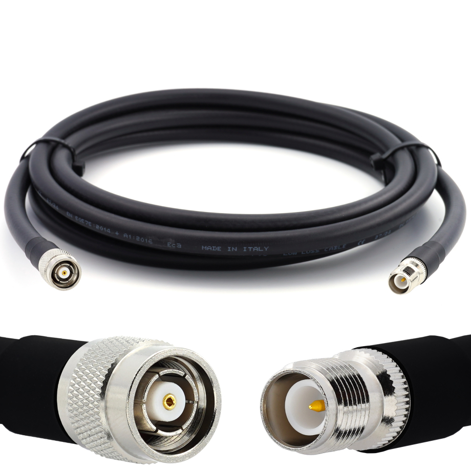 RP-TNC mâle vers RP-TNC femelle 20m câble coaxial — elastique HF-400-UF (équivalent à LMR400 UF UltraFlex)