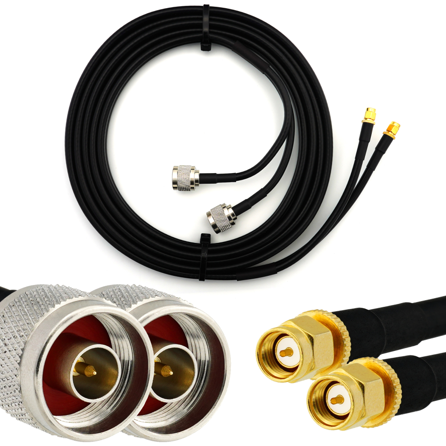SMA mâle vers N mâle 1m câble coaxial double — HF240 (équivalent à LMR240)