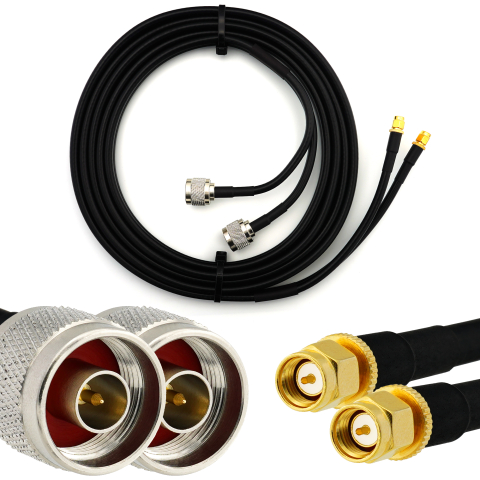 SMA mâle vers N mâle 12m câble coaxial double — HF240 (équivalent à LMR240)