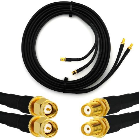 SMA mâle vers SMA femelle 12m câble coaxial double — HF240 (équivalent à LMR240)