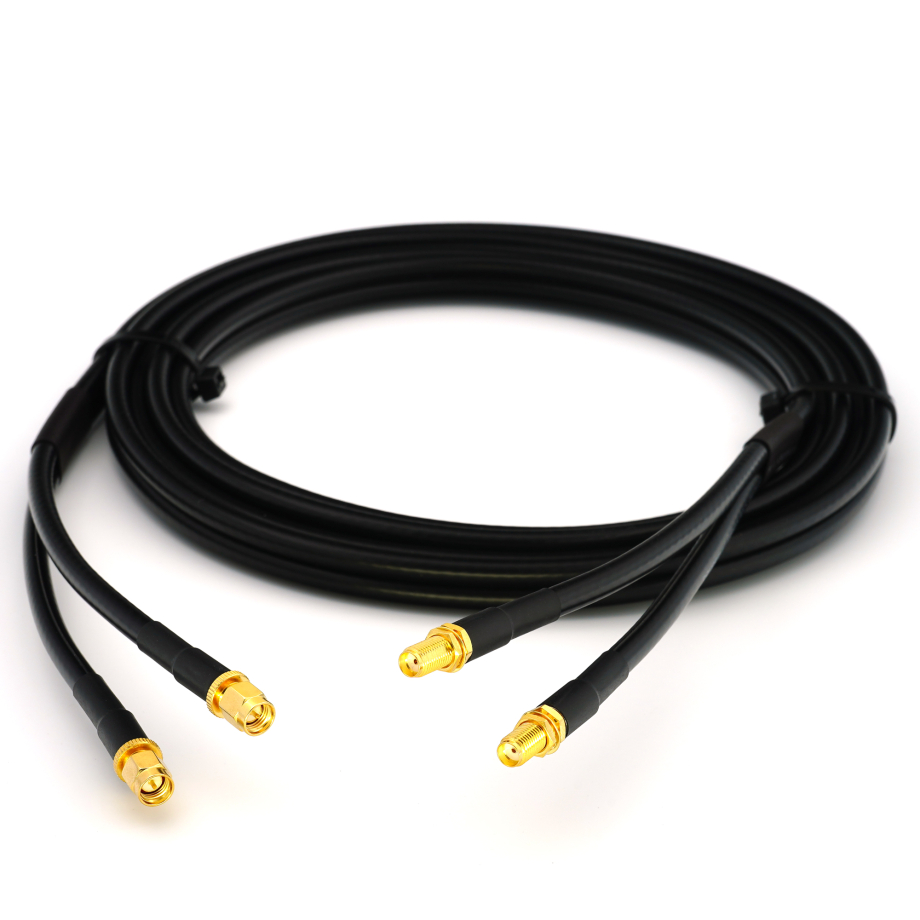 SMA mâle vers SMA femelle 12m câble coaxial double — HF240 (équivalent à LMR240)