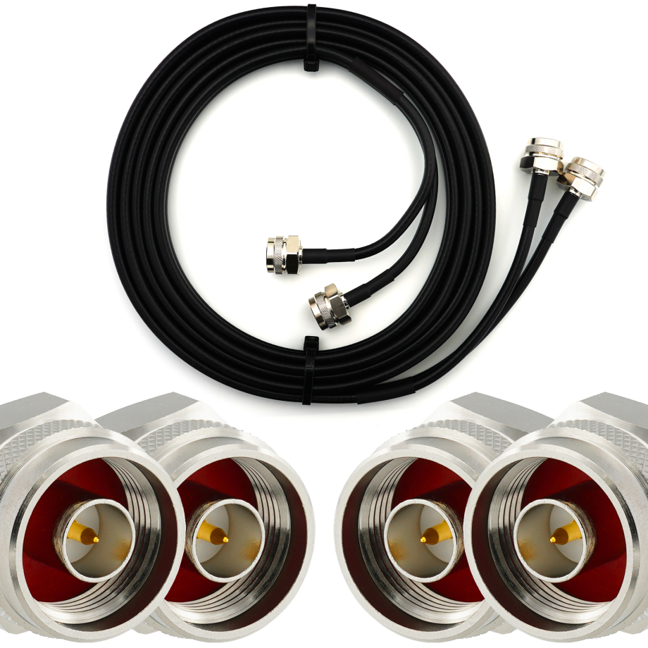 N mâle Hex vers N mâle Hex 5m câble coaxial double — HF240 (équivalent à LMR240)