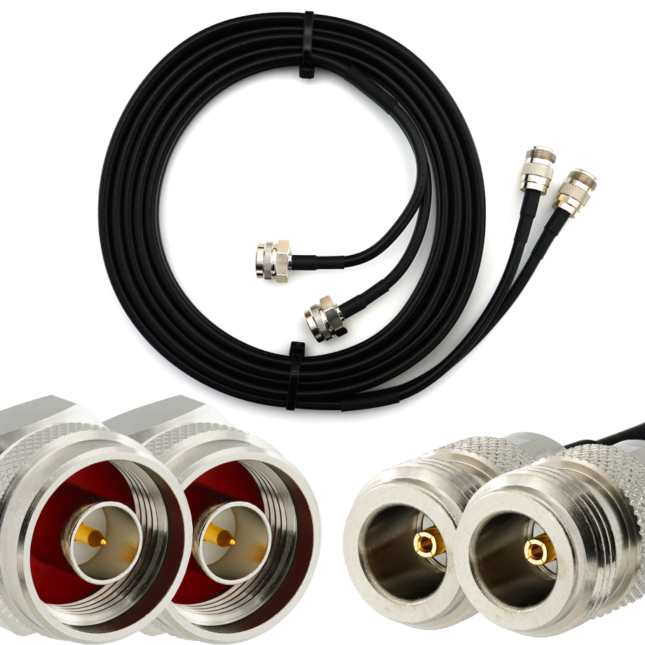N mâle Hex vers N femelle 3m câble coaxial double — HF240 (équivalent à LMR240)