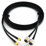 RP-SMA mâle vers N mâle 15m câble coaxial double — HF240 (équivalent à LMR240)