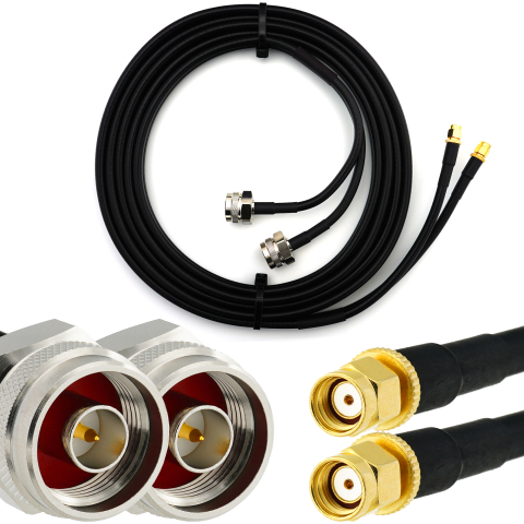 RP-SMA mâle vers N mâle Hex 1m câble coaxial double — HF240 (équivalent à LMR240)