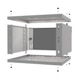Armoire à Crémaillère 19" 6U, 450mm, Porte Vitrée, Gris