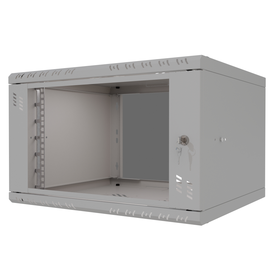 Armoire à Crémaillère 19" 6U, 450mm, Porte Vitrée, Gris