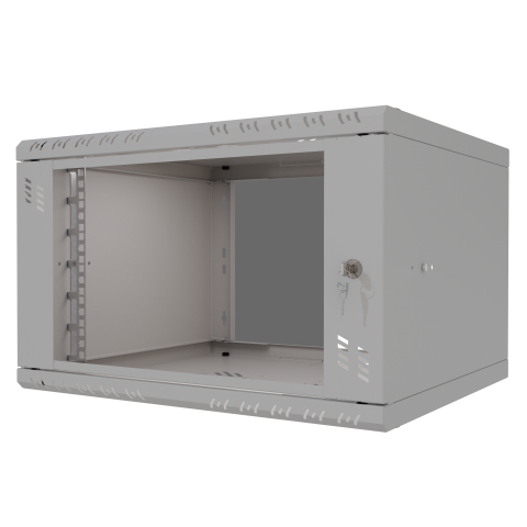 Armoire à Crémaillère 19" 6U, 450mm, Porte Vitrée, Gris