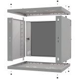 Armoire à Crémaillère 19" 9U, 450mm, Porte Vitrée, Gris