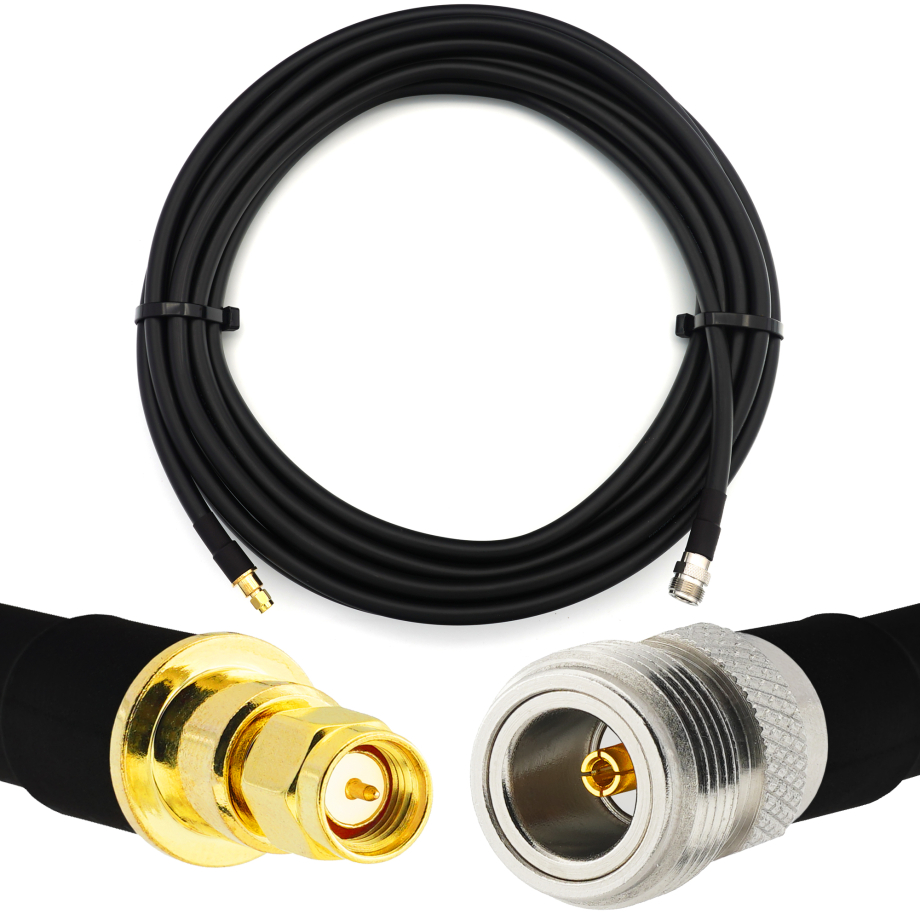 SMA mâle vers N Femelle 20m câble coaxial elastique — équivalent à LMR400 UF UltraFlex