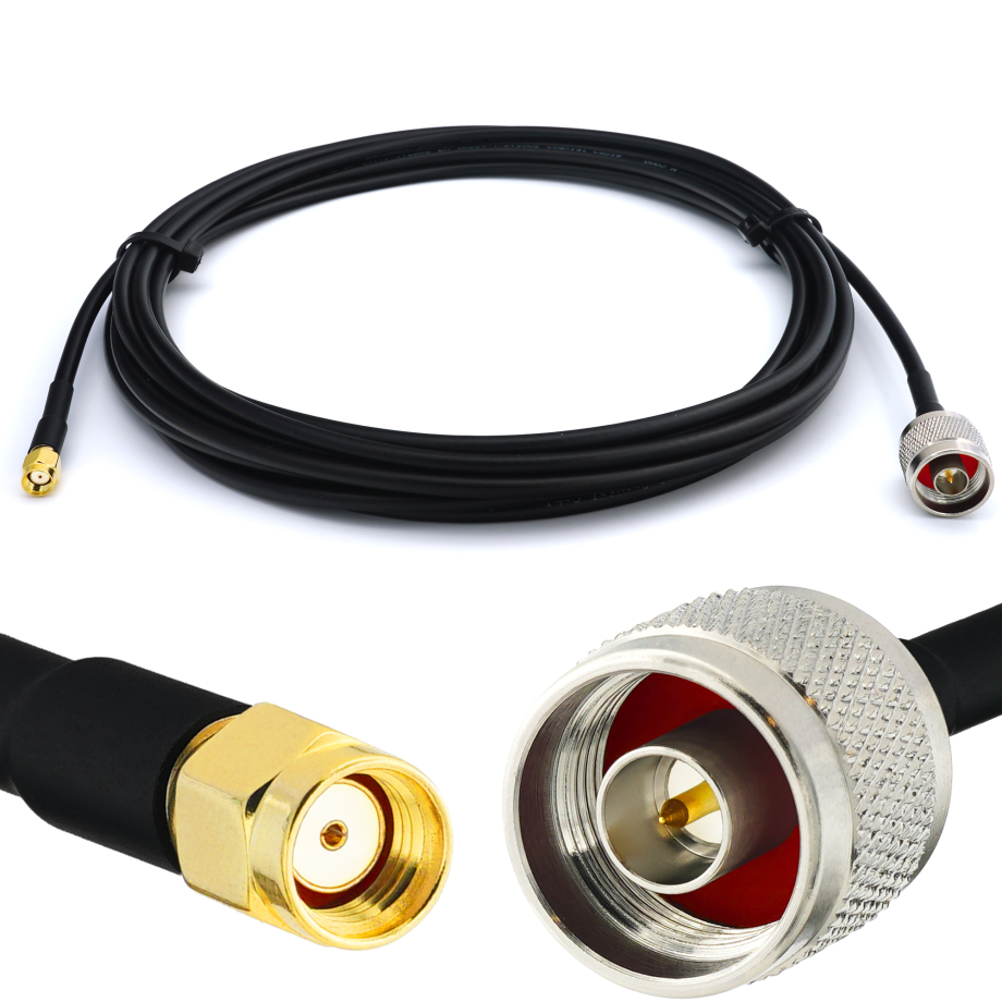 RP-SMA mâle vers N mâle 10m RG58/U câble coaxial