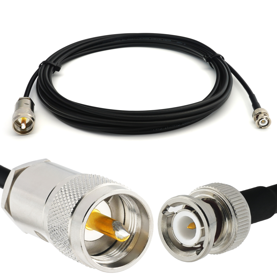Câble Coaxial RG58 TNC Mâle Vers TNC Mâle - 2x 3 Pieds (0,9m), Faible Perte, Blindage Double - Pour Radio, Antennes