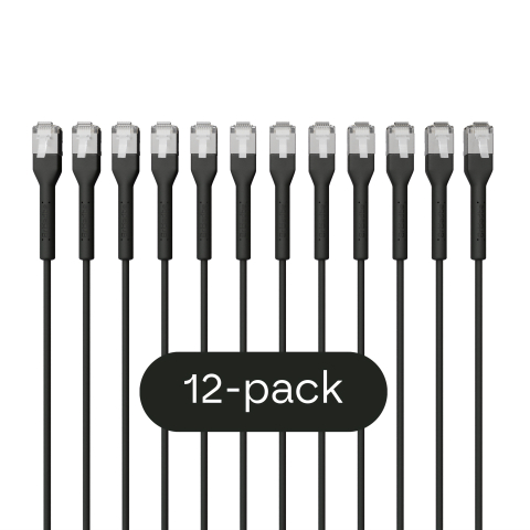 Broadbe câble patch mince 10G noir 0.3m 12 unités