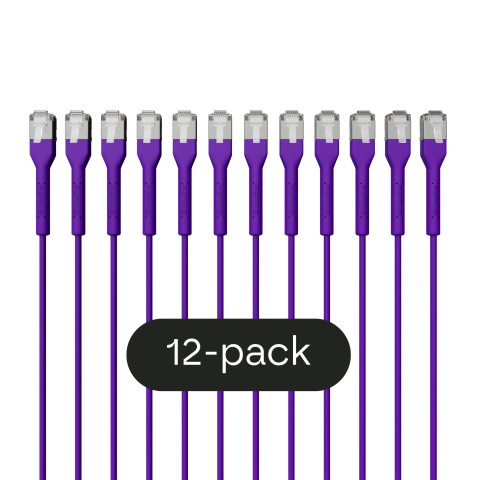 Broadbe câble patch mince 10G violet 0.3m 12 unités