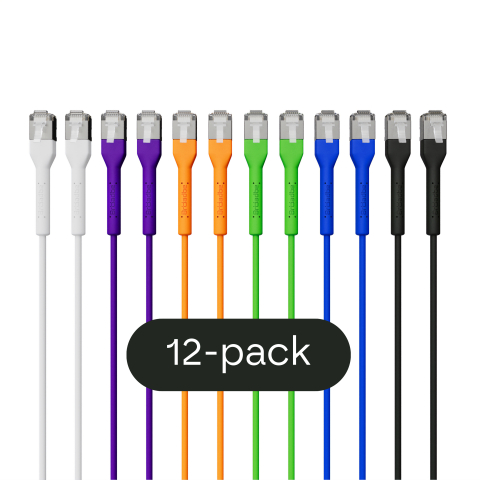Broadbe câble patch mince 10G multicolore 0.1m 12 unités