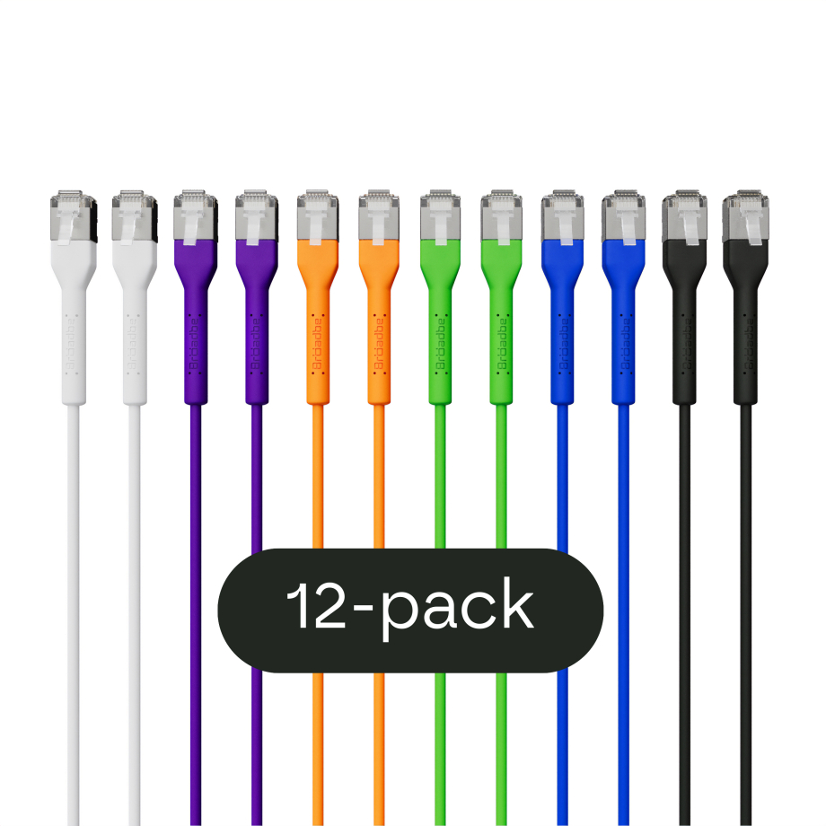 Broadbe câble patch mince 10G multicolore 0.3m 12 unités