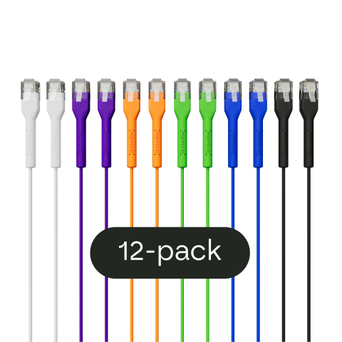 Broadbe câble patch mince 10G multicolore 0.3m 12 unités