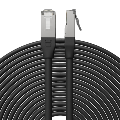 Broadbe Câble Ethernet 10G pour extérieur, Noir, 8m