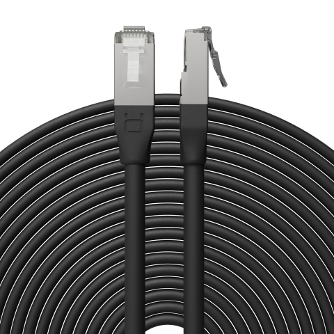 Broadbe Câble Ethernet 10G pour extérieur, Noir, 12m