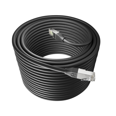 Broadbe Câble Ethernet 10G pour extérieur, Noir, 30m