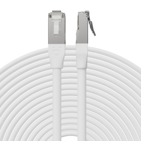 Broadbe Câble Ethernet 10G pour extérieur, Blanc, 8m