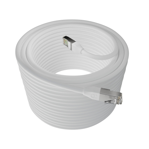 Broadbe Câble Ethernet 10G pour extérieur, Blanc, 30m
